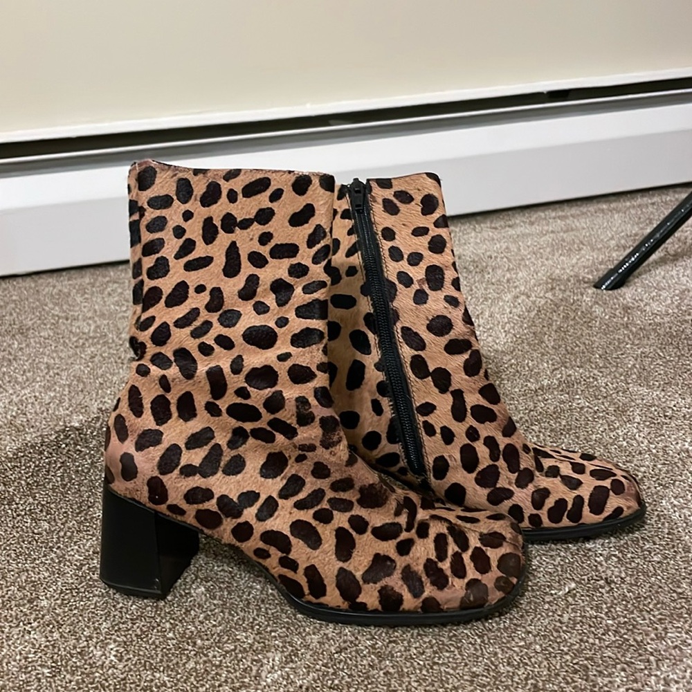 Vintage Franco Sarto Genuine Calf Hair Animal Printed Heeled Boot